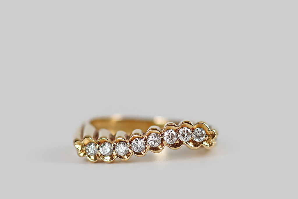 Curvy Vintage Diamond Set Stirrup Ring