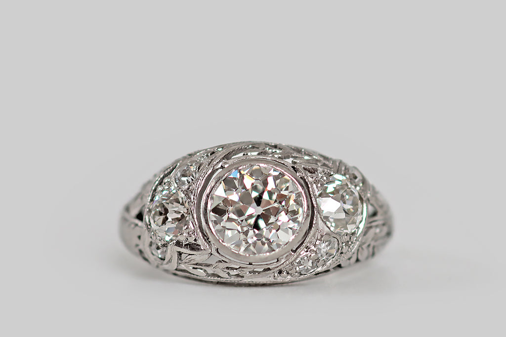Early 20th Century Three Stone OMC Diamond Ring