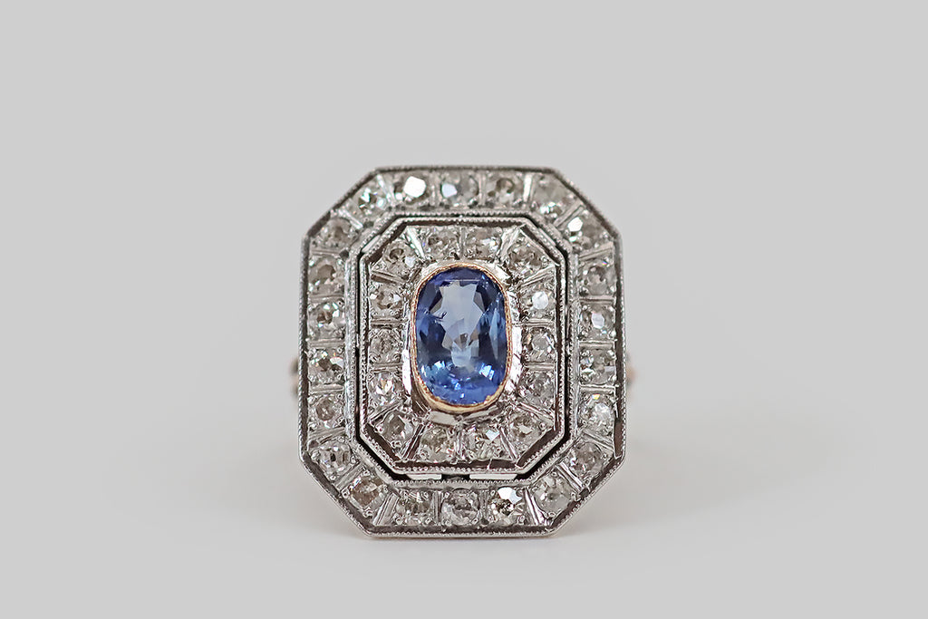 Antique diamond sapphire ring on sale