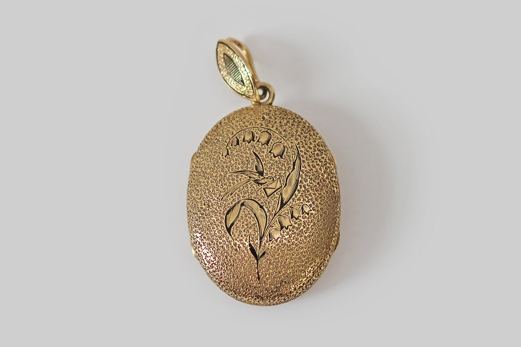 Victorian Swallow Lily of the Valley Locket