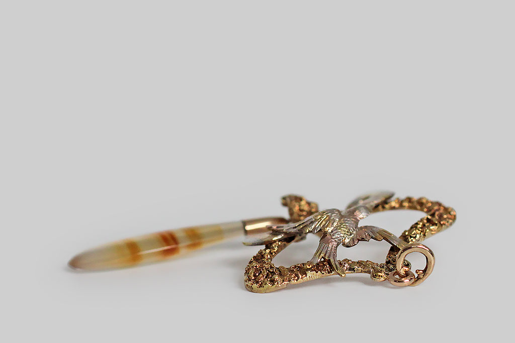 Victorian Swallow Ribbons Pendant - Main Image