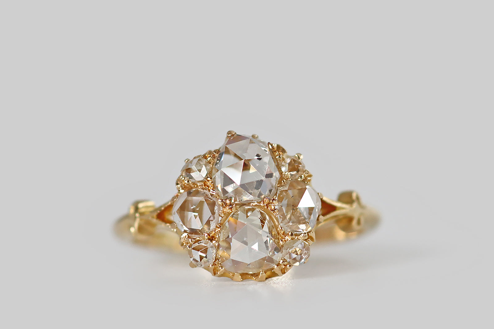 Victorian Rose Cut Diamond Cobblestone Cluster Ring