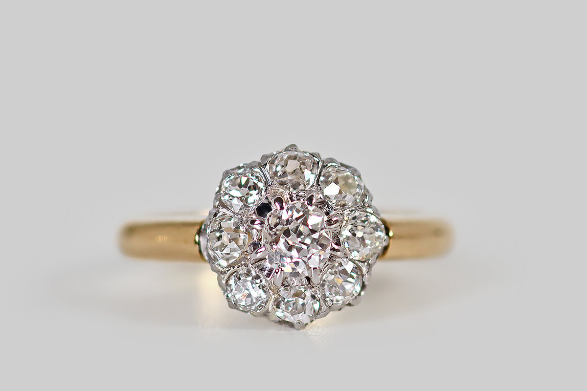 French Edwardian Flower Form Diamond Cluster Ring