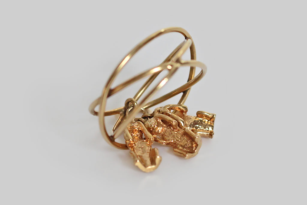 Mid Century Three Wise Monkeys Kinetic Charm