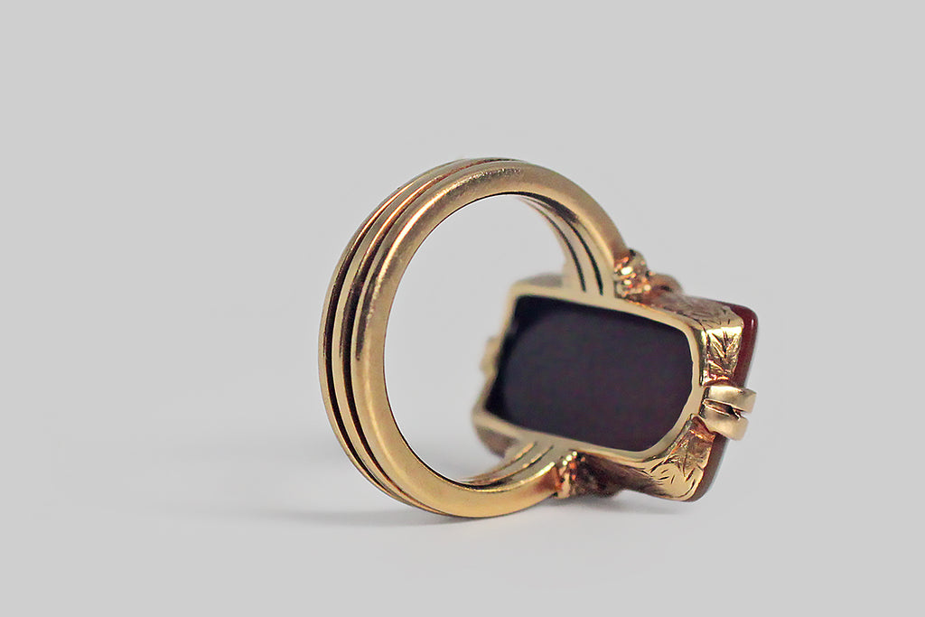 Victorian Hardstone Falcon Intaglio Ring