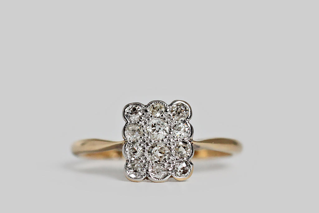 Art Deco 3X4 OMC Diamond Cluster Ring