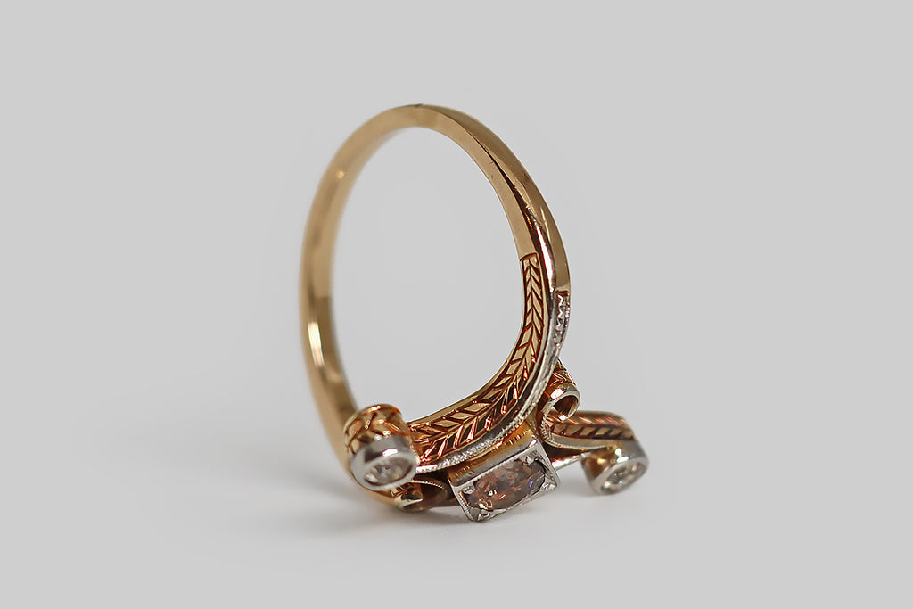 Art Nouveau OMC Cognac Diamond Ring