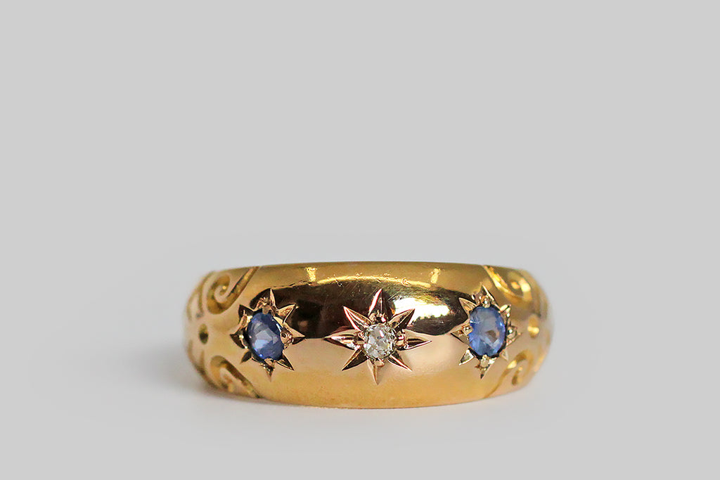 Edwardian Sapphire & Diamond Three Stone Ring