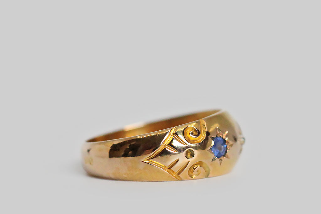 Edwardian Sapphire & Diamond Three Stone Ring
