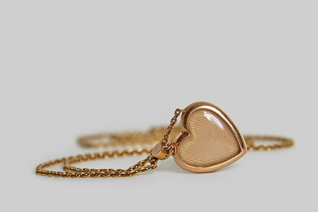 Victorian Red Enamel Heart Locket Necklace