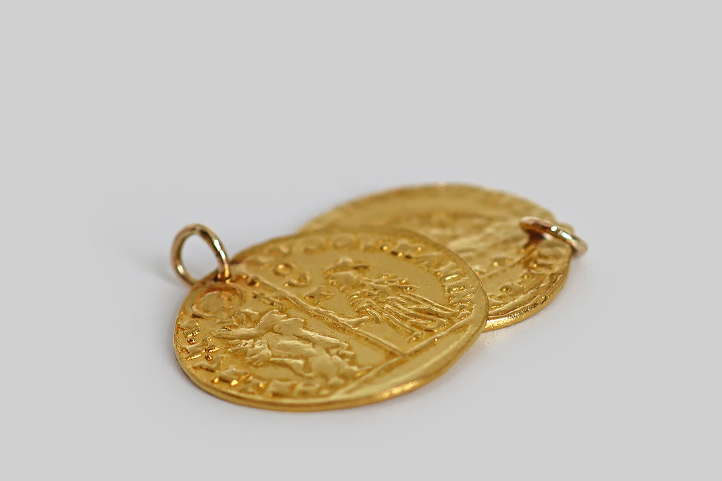 Victorian Punched Zecchino 24k Coin Pendant